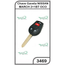 Chave Gaveta Nissan March-Sentra-Versa - 2 - 1 Botão - Oca - 3469