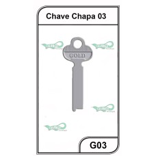 Chave Chapa G03 - PACOTE COM 5 UNIDADES