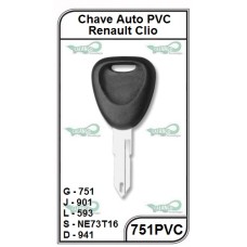 Chave Auto PVC Renault Clio G 751 - 751PVC - PACOTE COM 5 UNIDADES