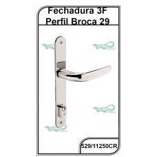 Fechadura 3F Perfil Estreita Broca 28mm - 529/11250CR
